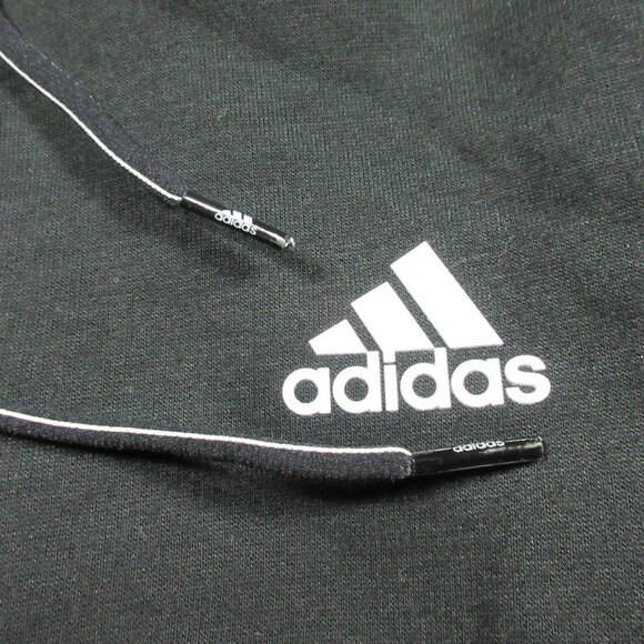 adidas womens black an white striped sleeves lined crop hoodie S - Picture 3 of 4